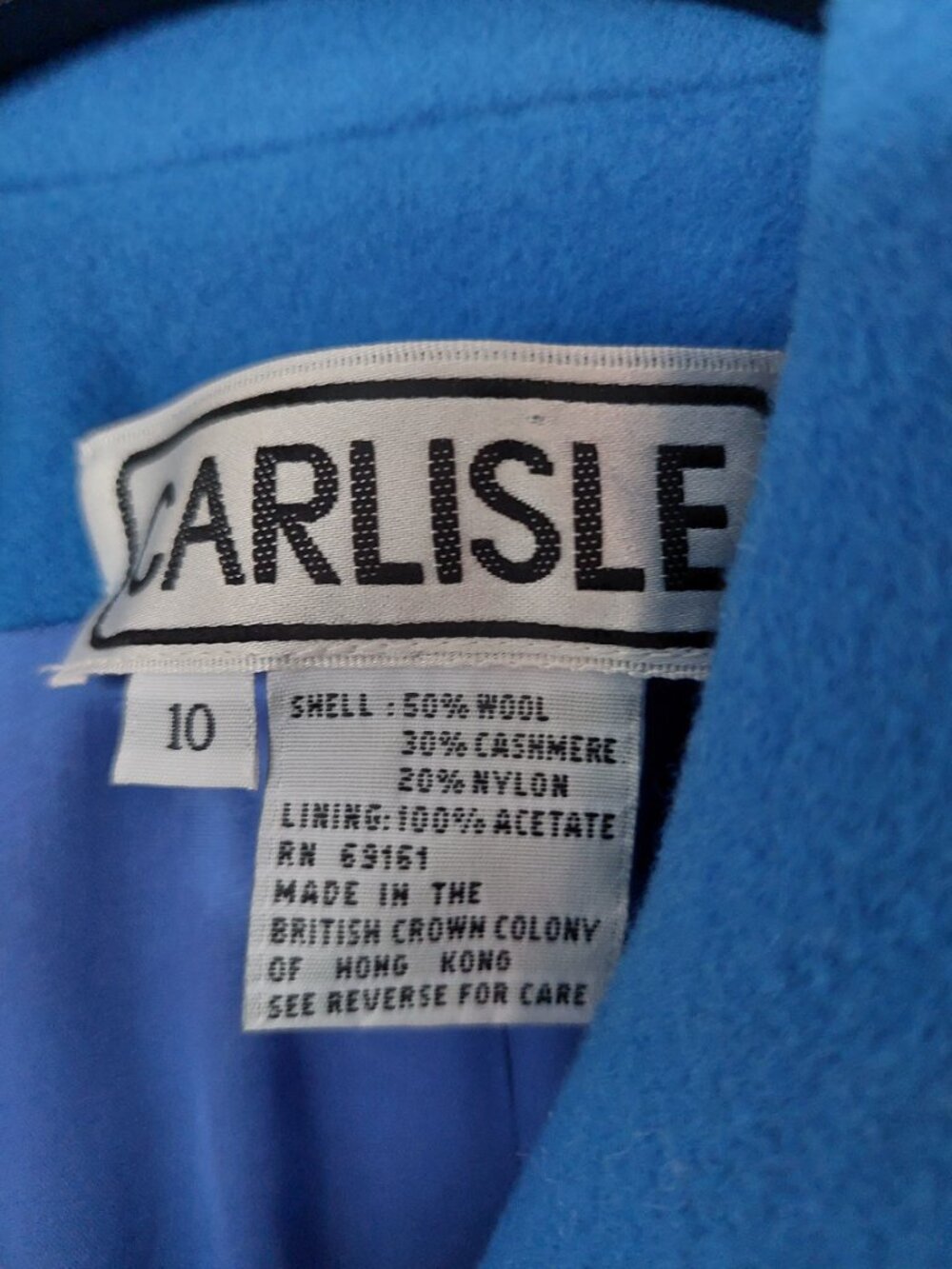 Vintage Carlisle Wool Cashmere Double Breasted Light Coat Light Blue Size 10 - Picture 4 of 8